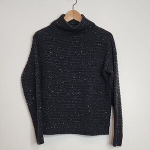Madewell Donegal Tweed Wool Blend Mockneck Sweater - Dark Grey Fleck - Size S